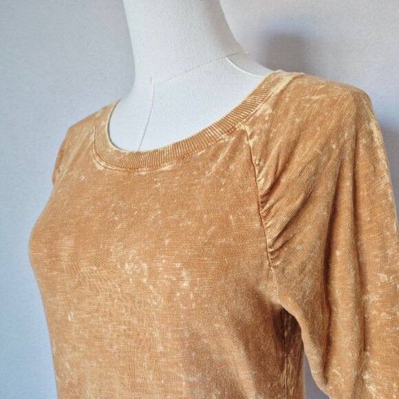 NWT Pilcro Anthropologie Acid Washed Raglan Top Cotton Knit Gold Orange - Picture 3 of 11